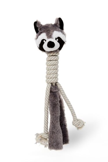 Bud'Z Racoon Plush With Cotton Rope Neck Dog Toy 15"